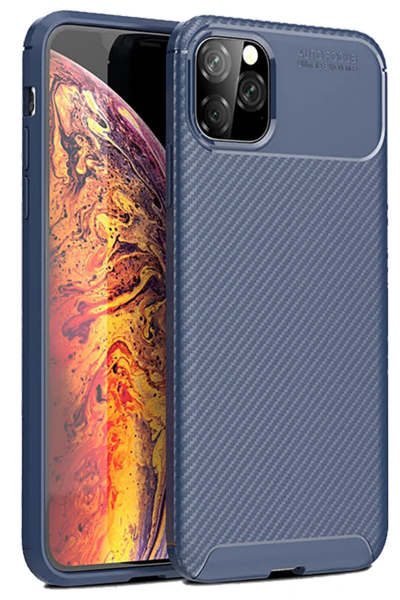 Newface iPhone 11 Pro Kılıf Auto Focus Karbon Kapak - Lacivert resmi