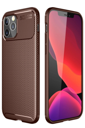 Newface iPhone 12 Pro Max Kılıf Auto Focus Karbon Kapak - Kahverengi resmi