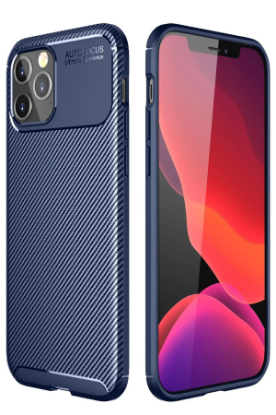 Newface iPhone 12 Pro Max Kılıf Auto Focus Karbon Kapak - Lacivert resmi