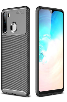 Newface Samsung Galaxy A21 Kılıf Auto Focus Karbon Kapak - Siyah resmi