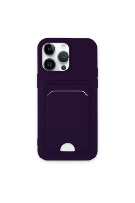 Newface iPhone 14 Pro Kılıf Kelvin Kartvizitli Silikon - Derin Mor resmi