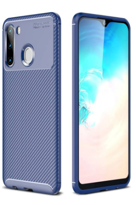 Newface Samsung Galaxy A21 Kılıf Auto Focus Karbon Kapak - Lacivert resmi