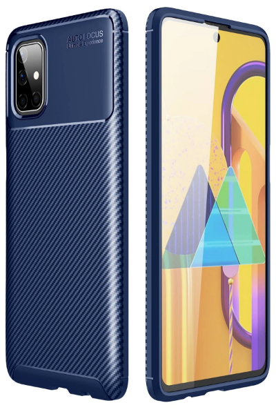 Newface Samsung Galaxy M51 Kılıf Auto Focus Karbon Kapak - Lacivert resmi