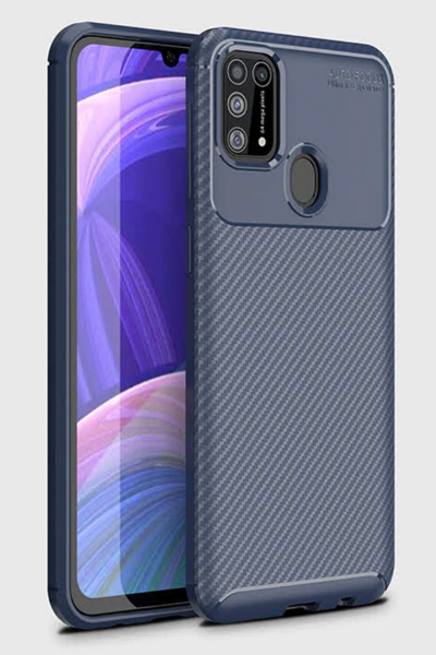 Newface Samsung Galaxy M31 Kılıf Auto Focus Karbon Kapak - Lacivert resmi