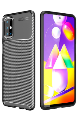 Newface Samsung Galaxy M31S Kılıf Auto Focus Karbon Kapak - Siyah resmi