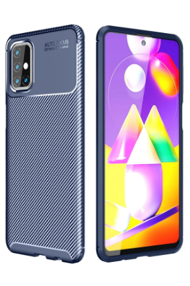 Newface Samsung Galaxy M31S Kılıf Auto Focus Karbon Kapak - Lacivert resmi