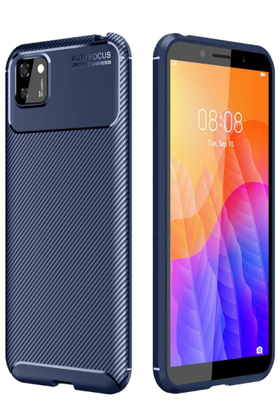 Newface Huawei Y5P Kılıf Auto Focus Karbon Kapak - Lacivert resmi