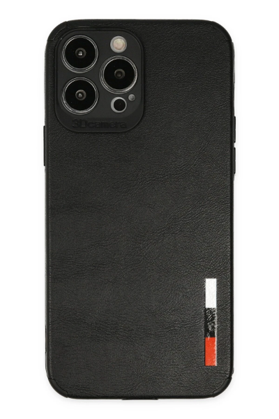 Newface iPhone 13 Pro Max Kılıf Loop Deri Silikon - Siyah resmi