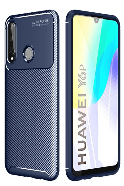 Newface Huawei Y6P Kılıf Auto Focus Karbon Kapak - Lacivert resmi