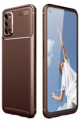 Newface Oppo A52 Kılıf Auto Focus Karbon Kapak - Kahverengi resmi