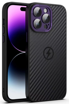 Newface iPhone 14 Pro Max Kılıf Harbon Magneticsafe Karbon Kapak - Derin Mor resmi