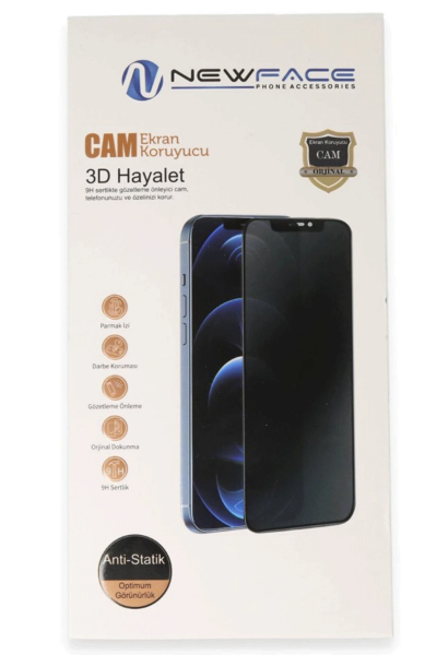 Newface iPhone 14 Pro 3D Antistatik Hayalet Cam Ekran Koruyucu resmi