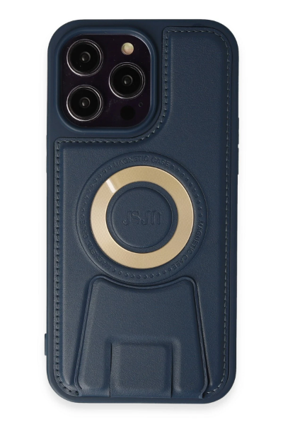 Newface iPhone 13 Pro Max Kılıf Merkür Magneticsafe Standlı Kapak - Lacivert resmi