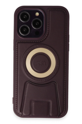 Newface iPhone 13 Pro Max Kılıf Merkür Magneticsafe Standlı Kapak - Derin Mor resmi