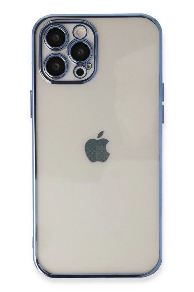 Newface iPhone 12 Pro Max Kılıf Razer Lensli Silikon - Açık Mavi resmi