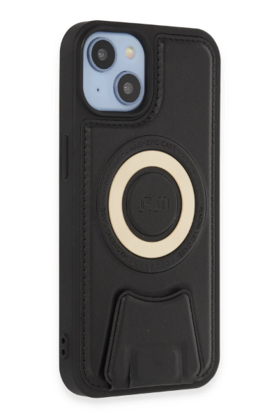 Newface iPhone 14 Kılıf Merkür Magneticsafe Standlı Kapak - Siyah resmi