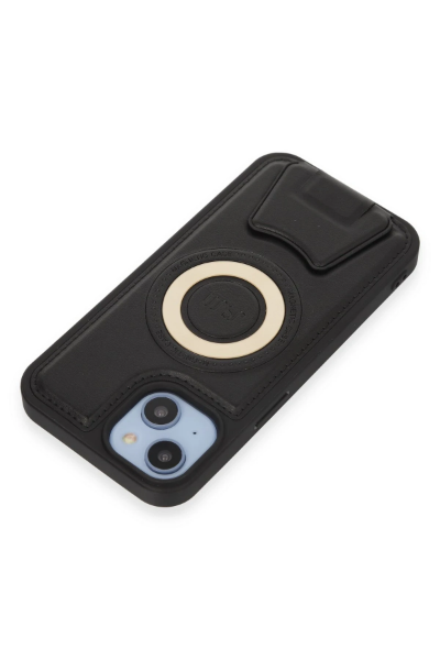 Newface iPhone 14 Kılıf Merkür Magneticsafe Standlı Kapak - Siyah resmi