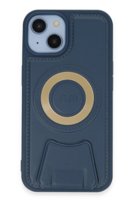 Newface iPhone 14 Kılıf Merkür Magneticsafe Standlı Kapak - Lacivert resmi