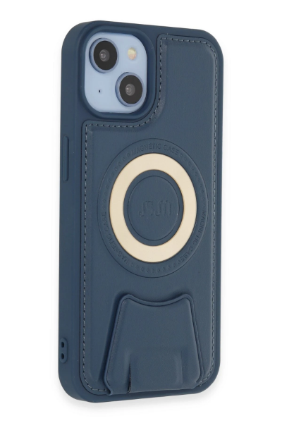 Newface iPhone 14 Kılıf Merkür Magneticsafe Standlı Kapak - Lacivert resmi