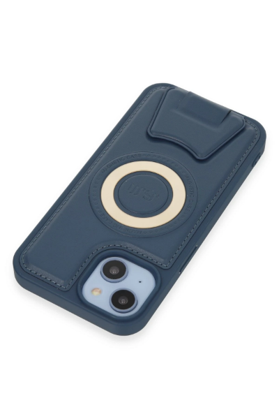 Newface iPhone 14 Kılıf Merkür Magneticsafe Standlı Kapak - Lacivert resmi