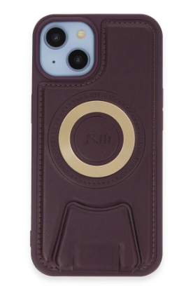 Newface iPhone 14 Kılıf Merkür Magneticsafe Standlı Kapak - Derin Mor resmi