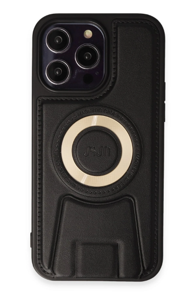 Newface iPhone 14 Pro Max Kılıf Merkür Magneticsafe Standlı Kapak - Siyah resmi