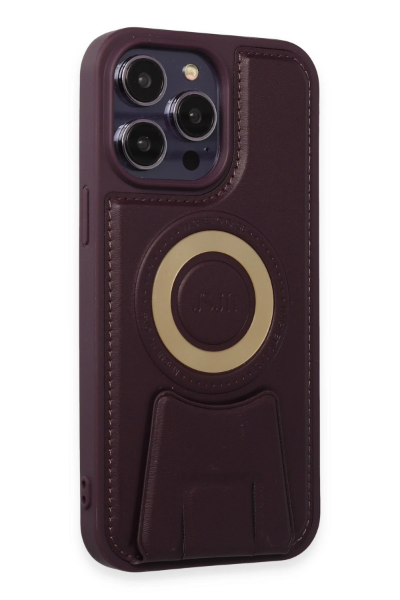 Newface iPhone 14 Pro Max Kılıf Merkür Magneticsafe Standlı Kapak - Derin Mor resmi