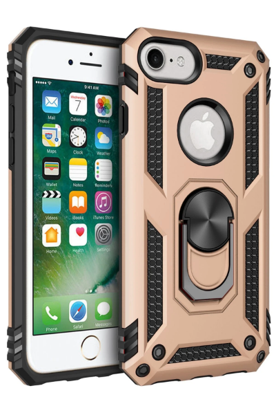 Newface iPhone 7 Kılıf Sofya Yüzüklü Silikon Kapak - Gold resmi