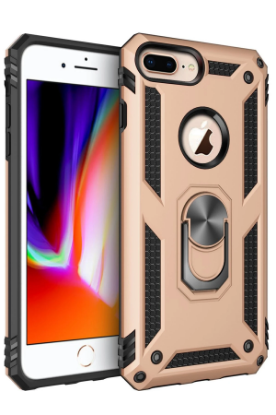 Newface iPhone 7 Plus Kılıf Sofya Yüzüklü Silikon Kapak - Gold resmi