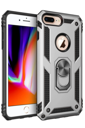 Newface iPhone 7 Plus Kılıf Sofya Yüzüklü Silikon Kapak - Gümüş resmi