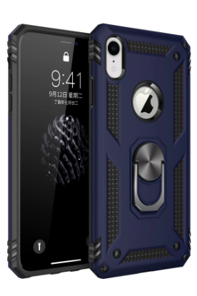 Newface iPhone XR Kılıf Sofya Yüzüklü Silikon Kapak - Lacivert resmi