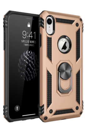 Newface iPhone XR Kılıf Sofya Yüzüklü Silikon Kapak - Gold resmi