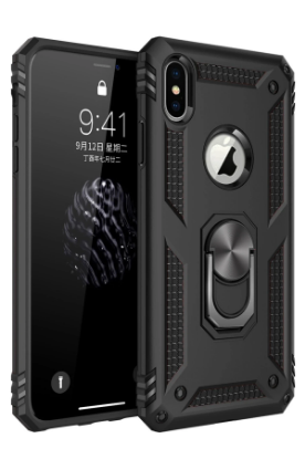 Newface iPhone XS Max Kılıf Sofya Yüzüklü Silikon Kapak - Siyah resmi