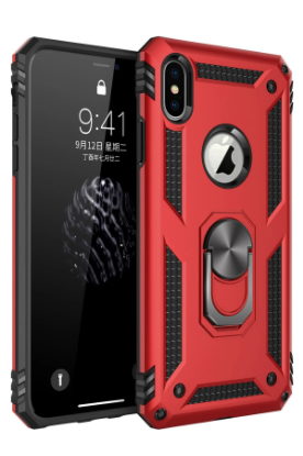 Newface iPhone XS Max Kılıf Sofya Yüzüklü Silikon Kapak - Kırmızı resmi