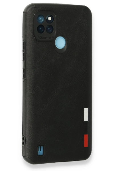 Newface Realme C25Y Kılıf Loop Deri Silikon - Siyah resmi