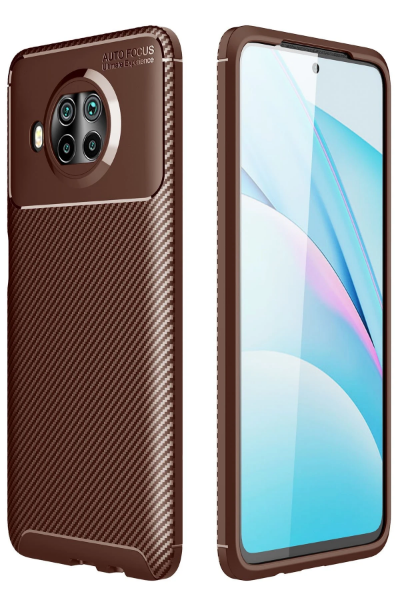 Newface Xiaomi Mi 10T Lite Kılıf Auto Focus Karbon Kapak - Kahverengi resmi