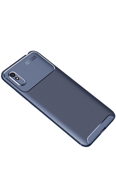 Newface Xiaomi Redmi 9A Kılıf Auto Focus Karbon Kapak - Lacivert resmi