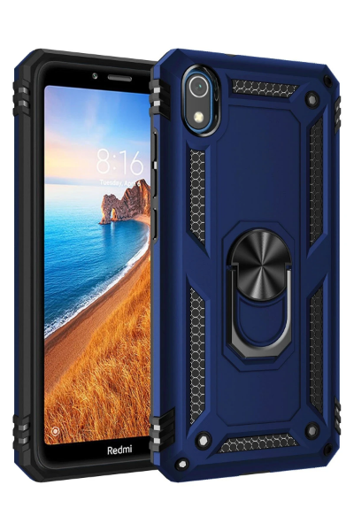 Newface Xiaomi Redmi 7A Kılıf Sofya Yüzüklü Silikon Kapak - Lacivert resmi