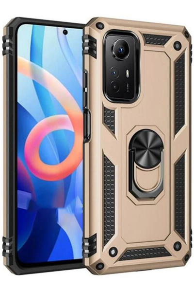 Newface Xiaomi Redmi Note 12S Kılıf Sofya Yüzüklü Silikon Kapak - Gold resmi