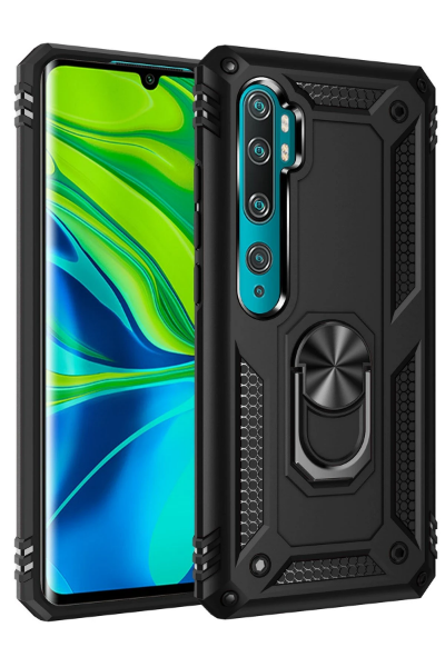 Newface Xiaomi Mi Note 10 Lite Kılıf Sofya Yüzüklü Silikon Kapak - Siyah resmi