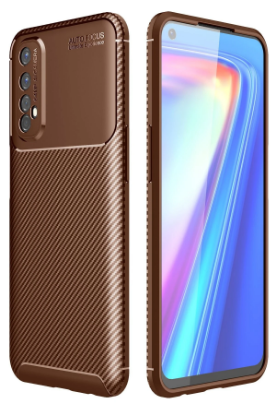Newface Realme 7 Kılıf Auto Focus Karbon Kapak - Kahverengi resmi