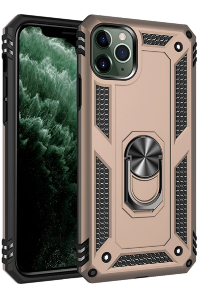 Newface iPhone 11 Pro Max Kılıf Sofya Yüzüklü Silikon Kapak - Gold resmi