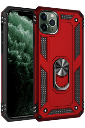 Newface iPhone 11 Pro Max Kılıf Sofya Yüzüklü Silikon Kapak - Kırmızı resmi