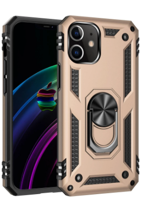 Newface iPhone 12 Mini Kılıf Sofya Yüzüklü Silikon Kapak - Gold resmi