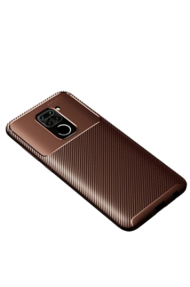 Newface Xiaomi Redmi Note 9 Kılıf Auto Focus Karbon Kapak - Kahverengi resmi