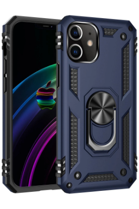 Newface iPhone 12 Mini Kılıf Sofya Yüzüklü Silikon Kapak - Lacivert resmi