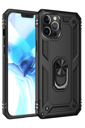 Newface iPhone 12 Pro Max Kılıf Sofya Yüzüklü Silikon Kapak - Siyah resmi