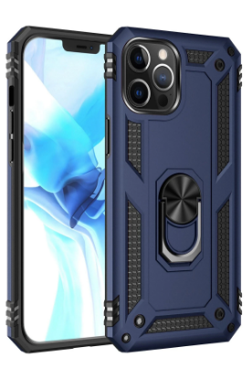 Newface iPhone 12 Pro Max Kılıf Sofya Yüzüklü Silikon Kapak - Lacivert resmi