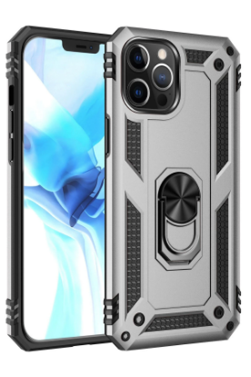 Newface iPhone 12 Pro Max Kılıf Sofya Yüzüklü Silikon Kapak - Gümüş resmi