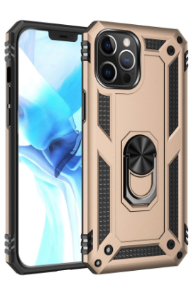 Newface iPhone 12 Pro Max Kılıf Sofya Yüzüklü Silikon Kapak - Gold resmi